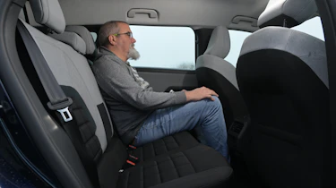 Auto Express senior road test editor Dean Gibson sitting in the Citroen C5 Aircross's rear seat