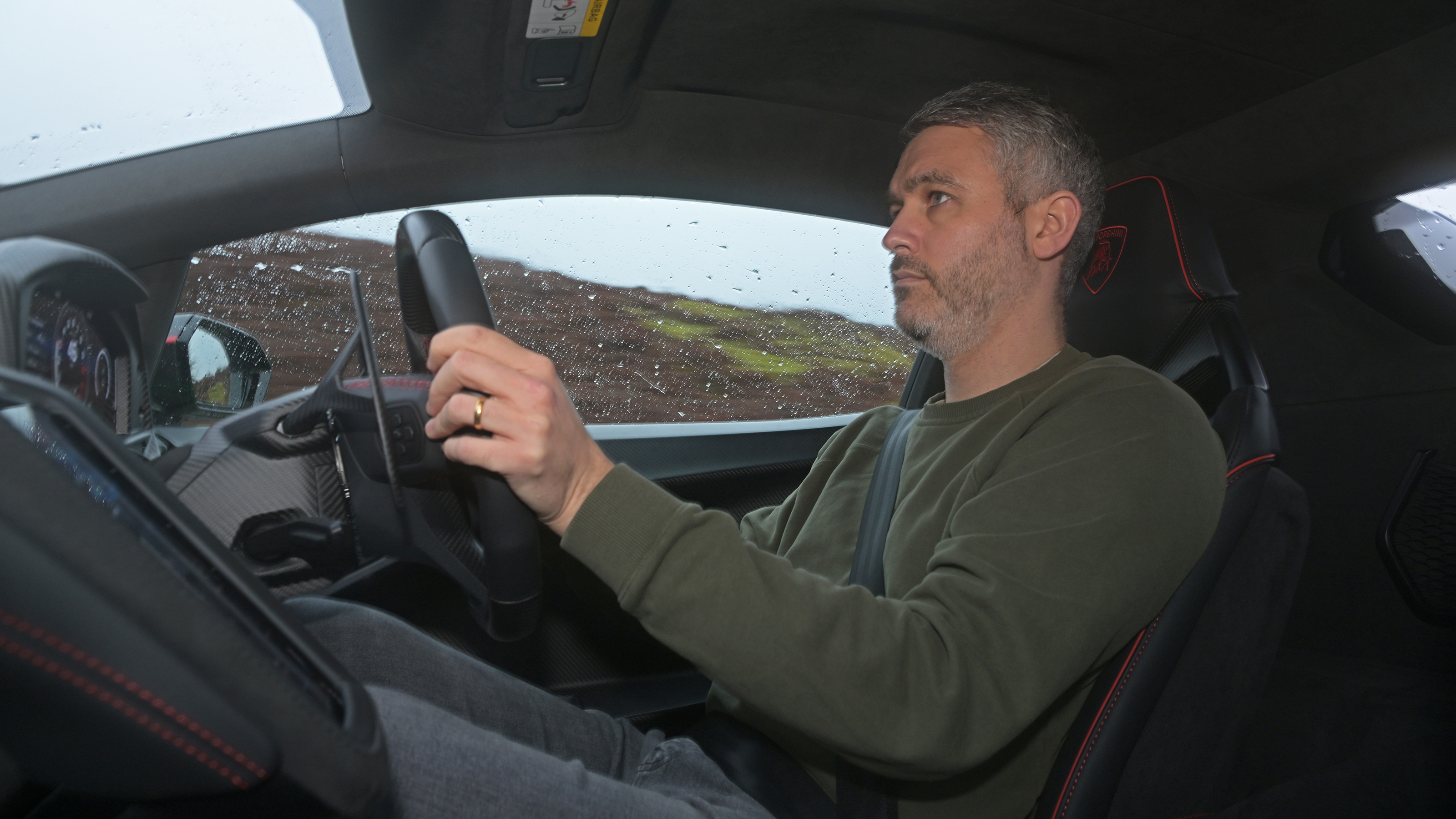 Auto Express deputy editor Richard Ingram driving the Lamborghini Temerario Alleggerita
