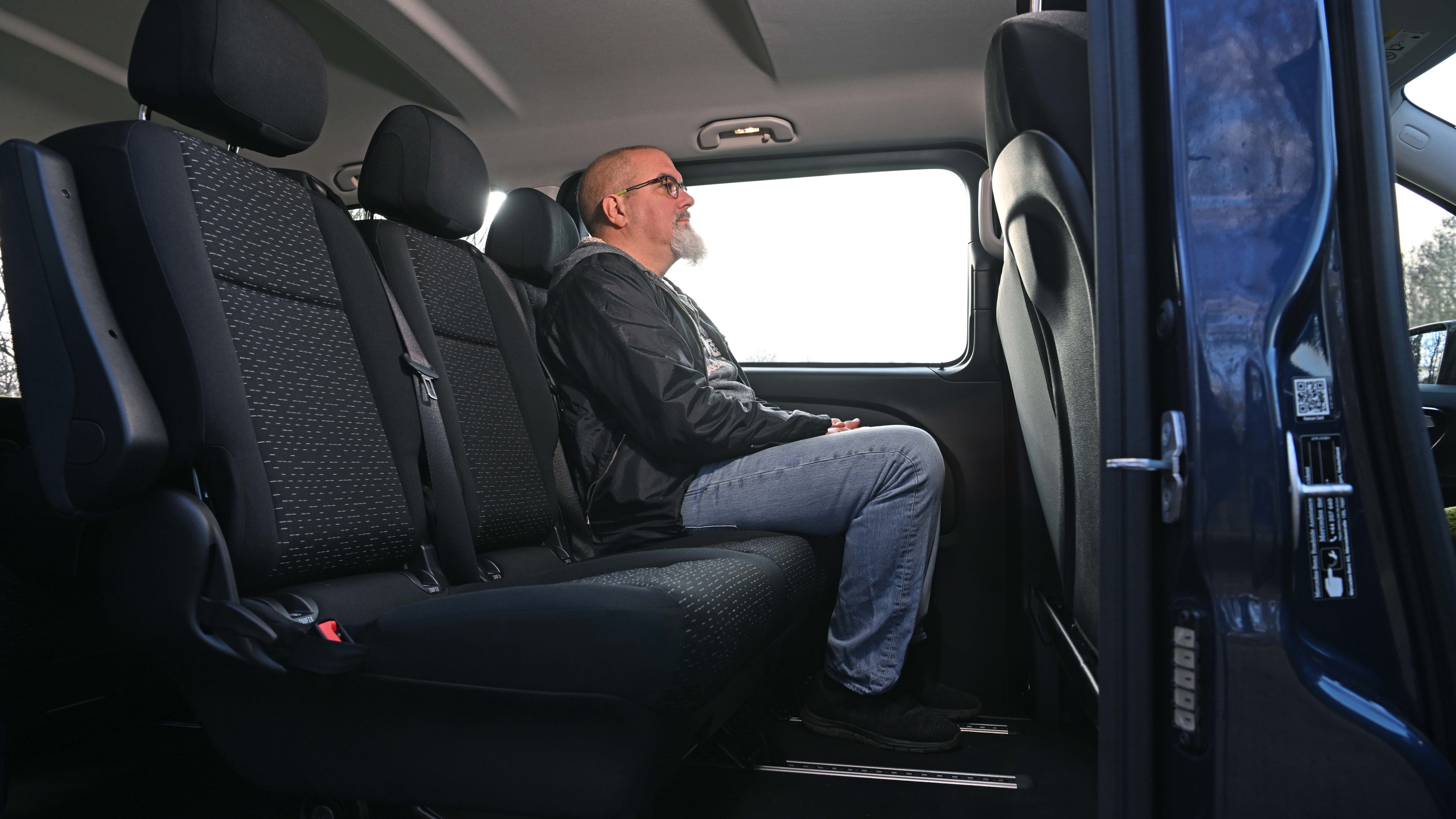 Dean Gibson sat in the Mercedes Vito Tourer