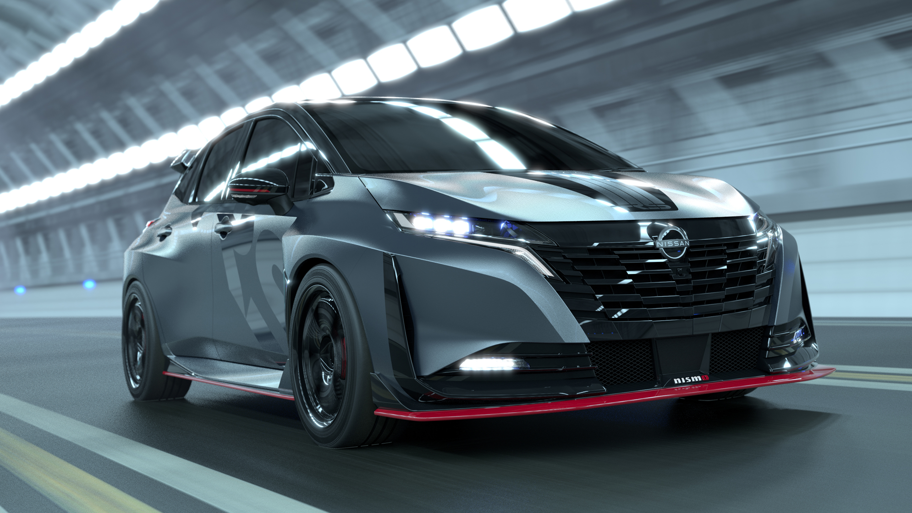 Nissan Aura Nismo RS Concept - dynamic front 3/4 in tunnel