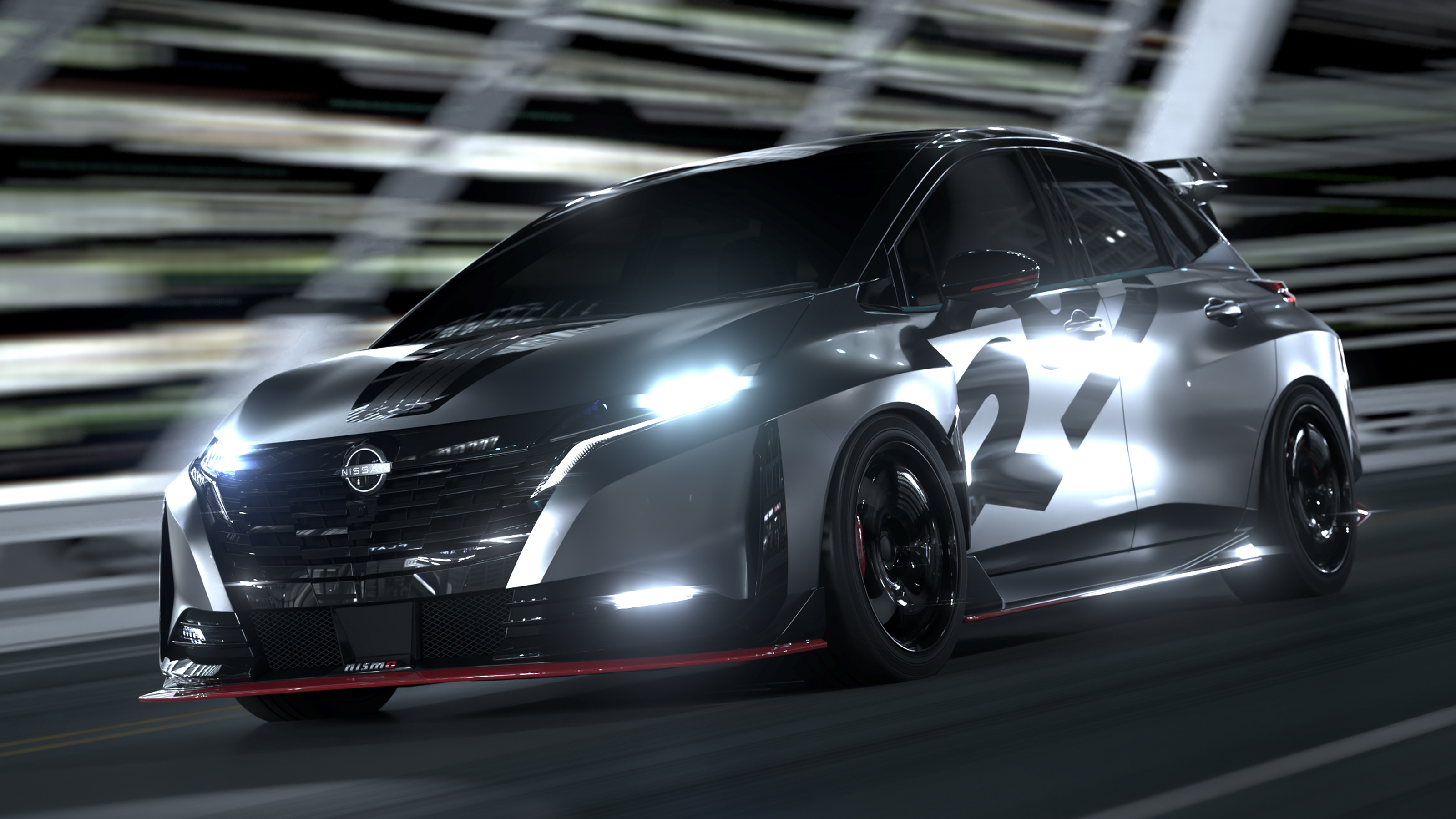 Nissan Aura Nismo RS Concept - dynamic front 3/4 on a bridge