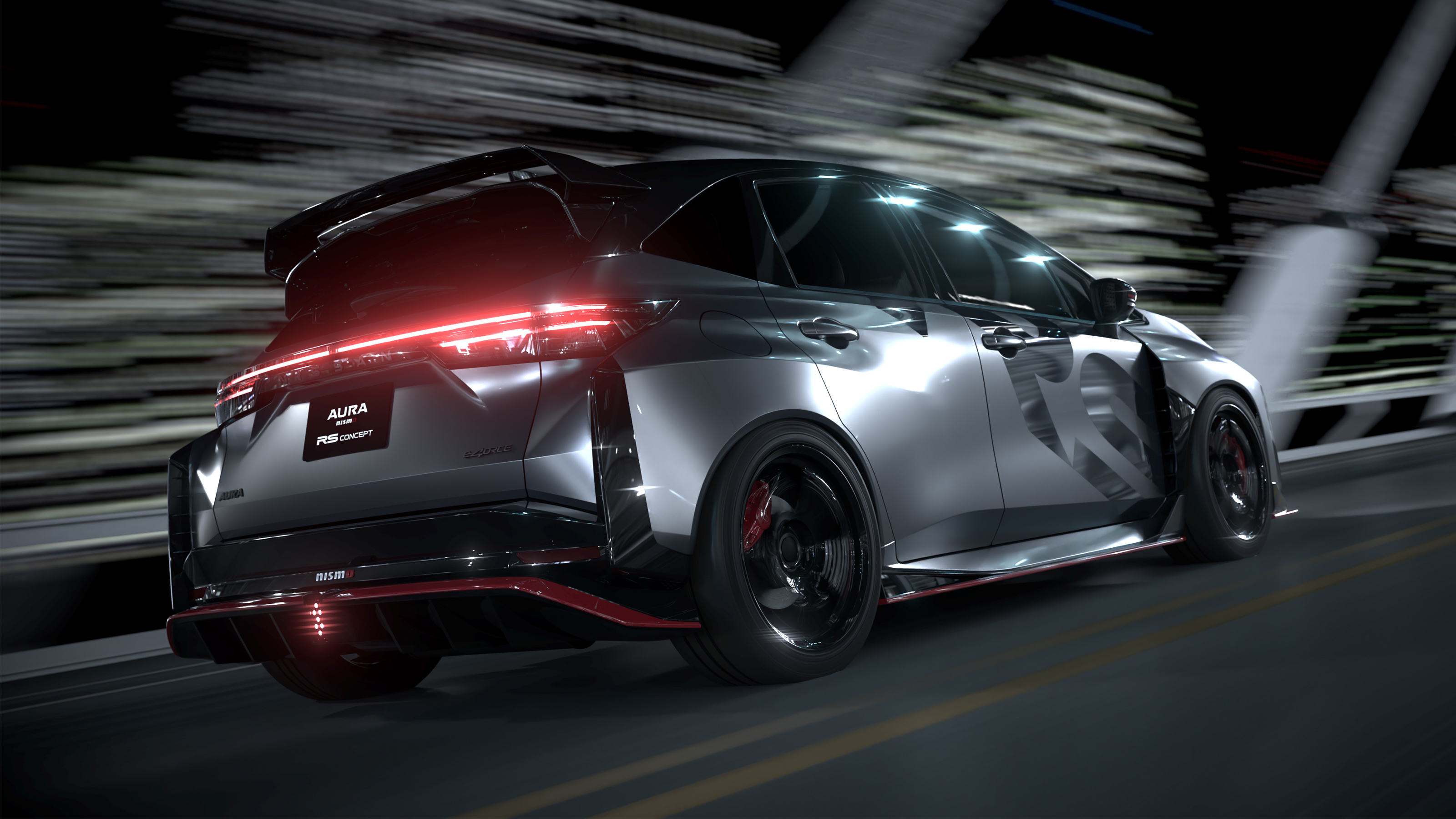 Nissan Aura Nismo RS Concept - dynamic rear 3/4 on a bridge