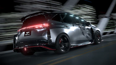 Nissan Aura Nismo RS Concept - dynamic rear 3/4 on a bridge