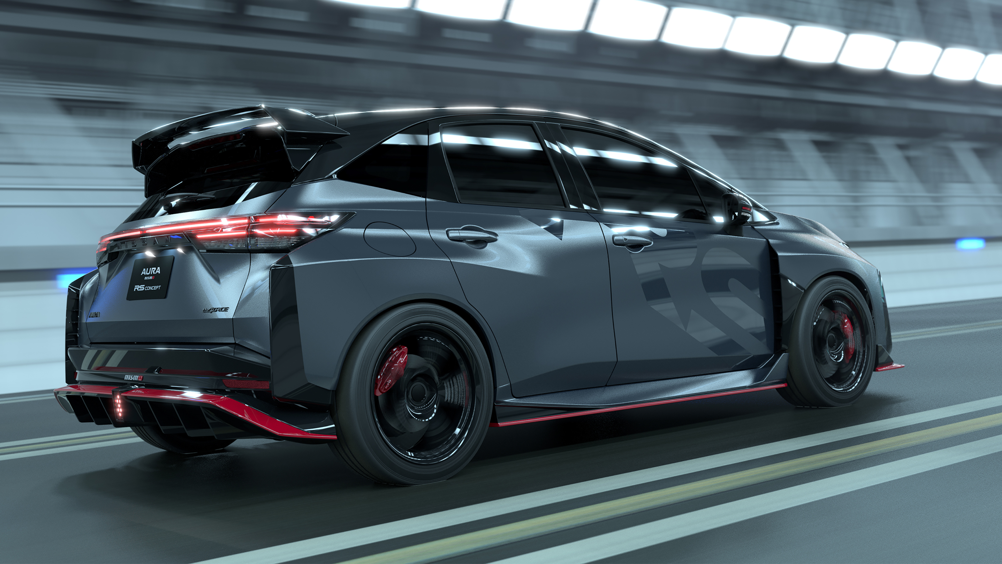 Nissan Aura Nismo RS Concept - dynamic rear angled in tunnel