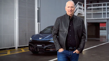 Cupra CEO Markus Haupt standing in front of a car