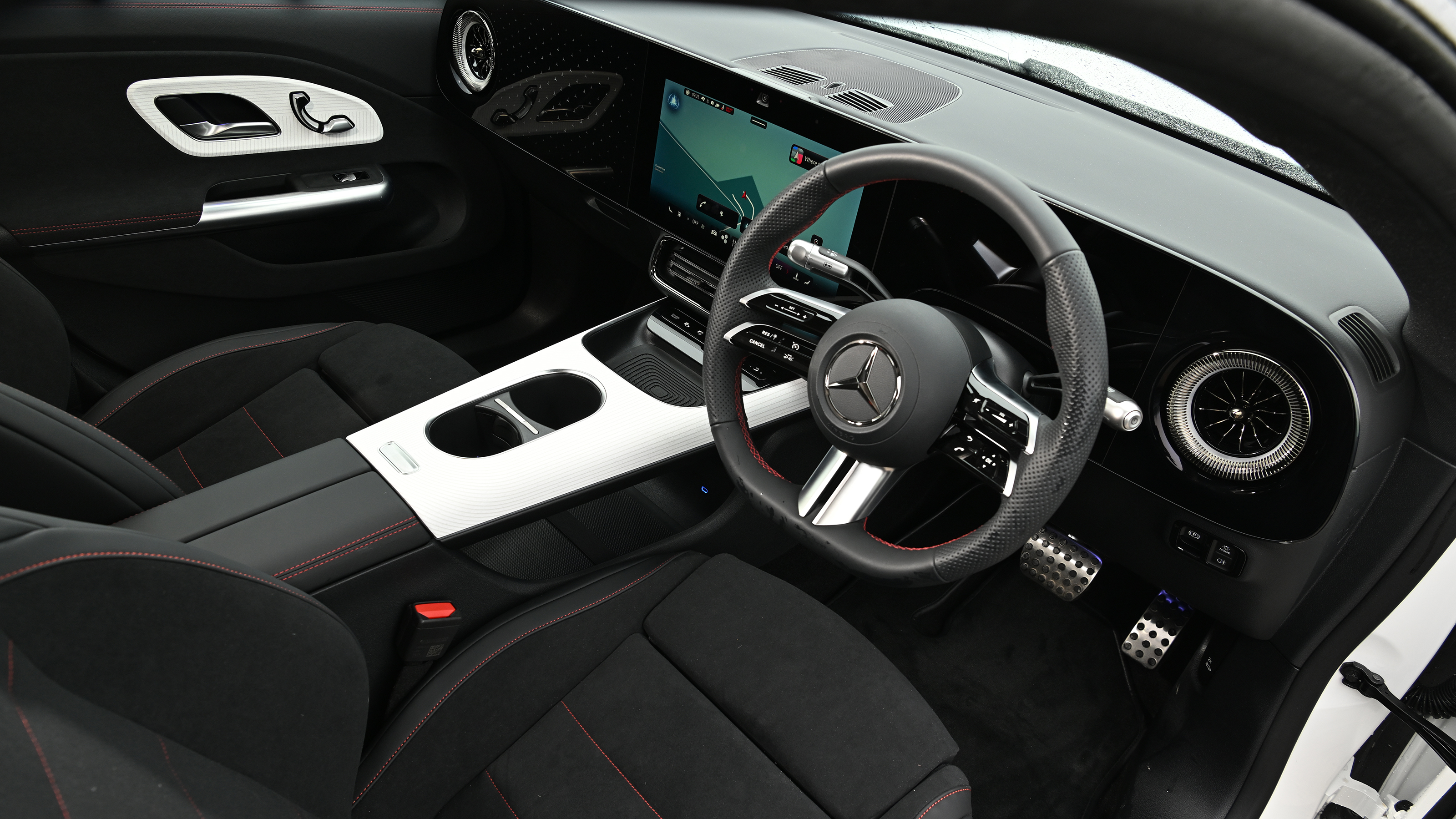 New Mercedes CLA being tested in the UK - front interior 