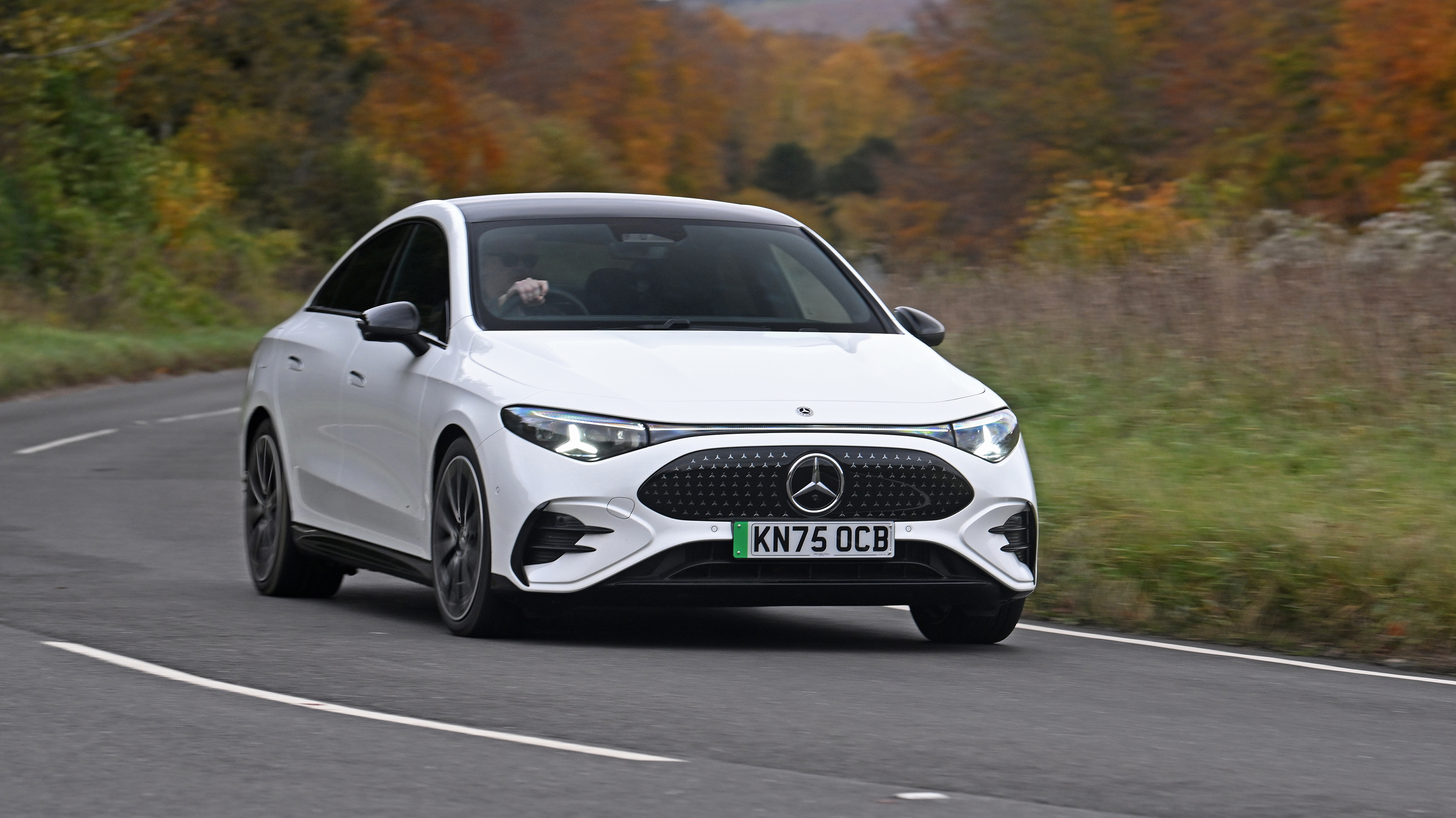 New Mercedes CLA being tested in the UK - front cornering 
