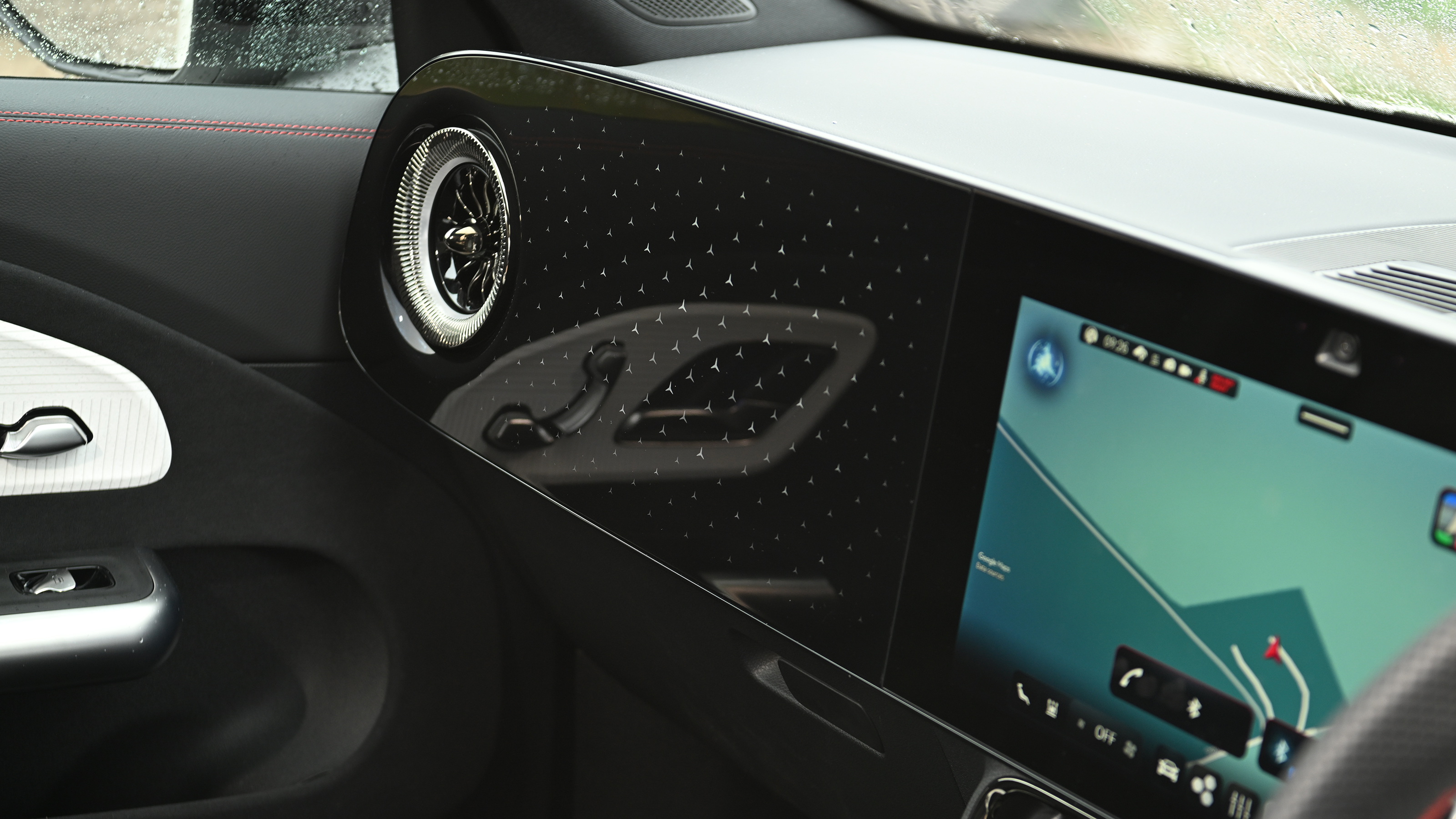New Mercedes CLA being tested in the UK - front dashboard, passenger side 