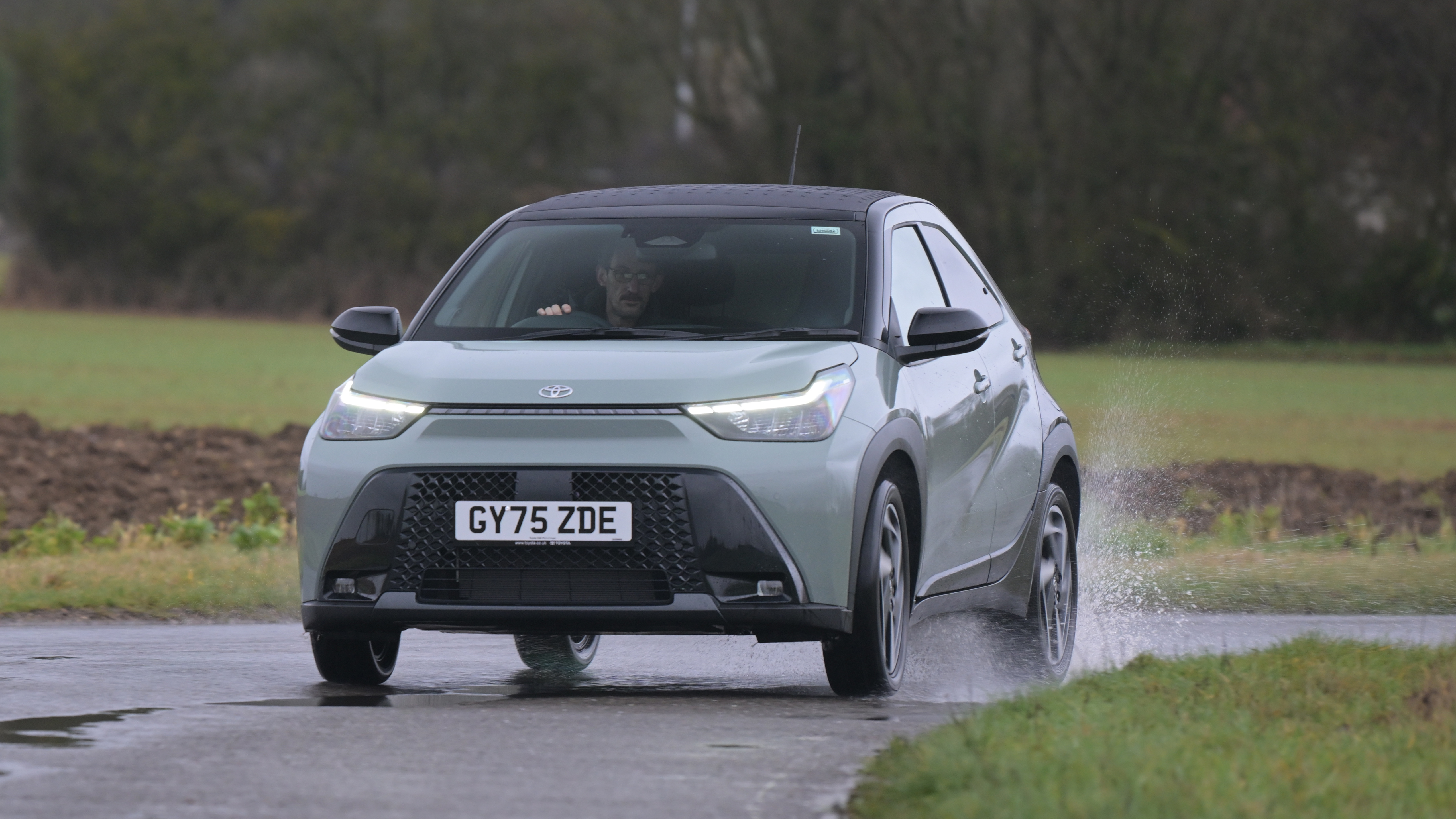 Toyota Aygo X testing in the UK - front cornering 