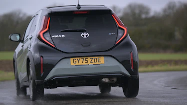 Toyota Aygo X testing in the UK - rear cornering