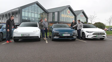 Winter range test - Audi, Tesla and Mercedes in carpark