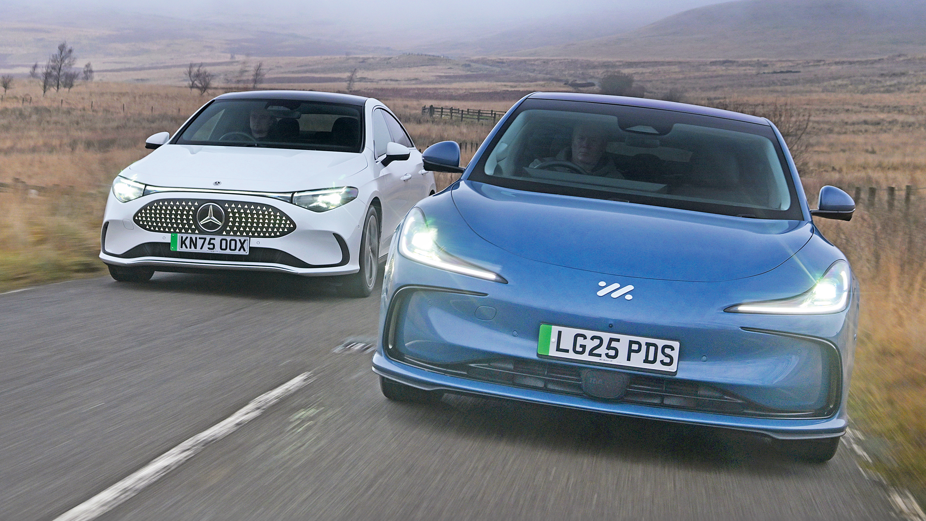 Winter range test - Mercedes and MG front end