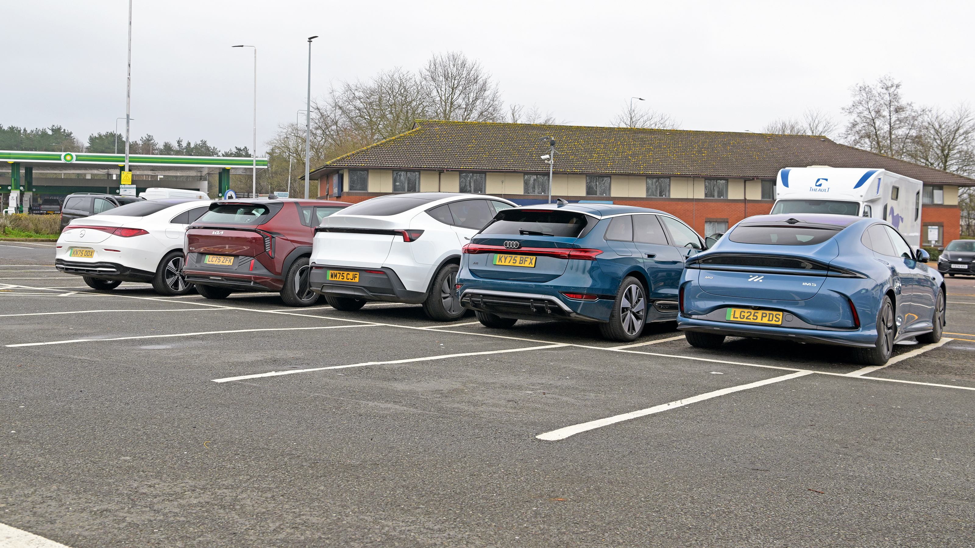 Winter range test - rear of cars in carpark