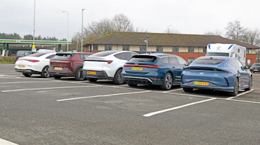 Winter range test - rear of cars in carpark