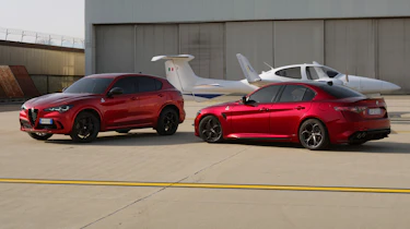 Alfa Romeo Giulia and Stelvio side angled