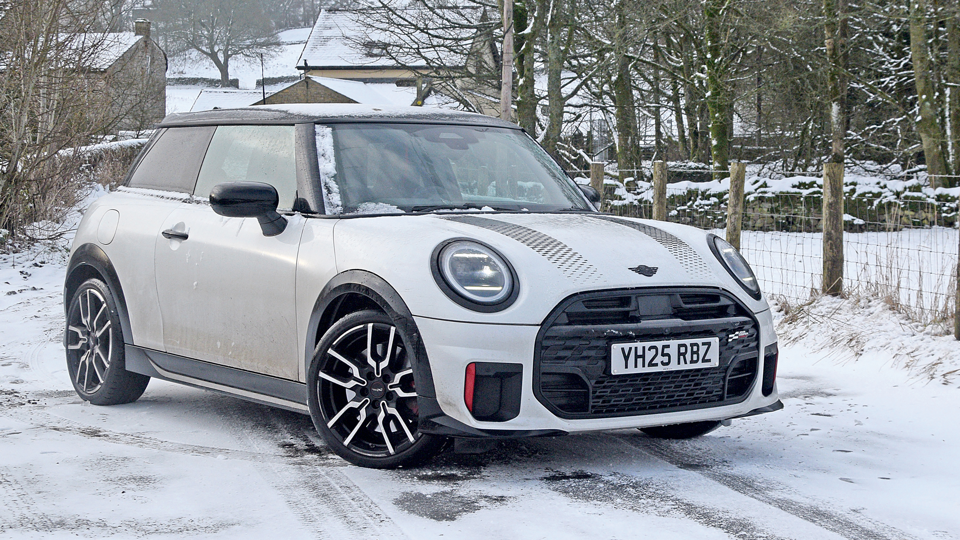 MINI John Cooper Works - front angled in the snow