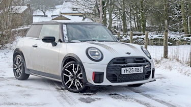 MINI John Cooper Works - front angled in the snow