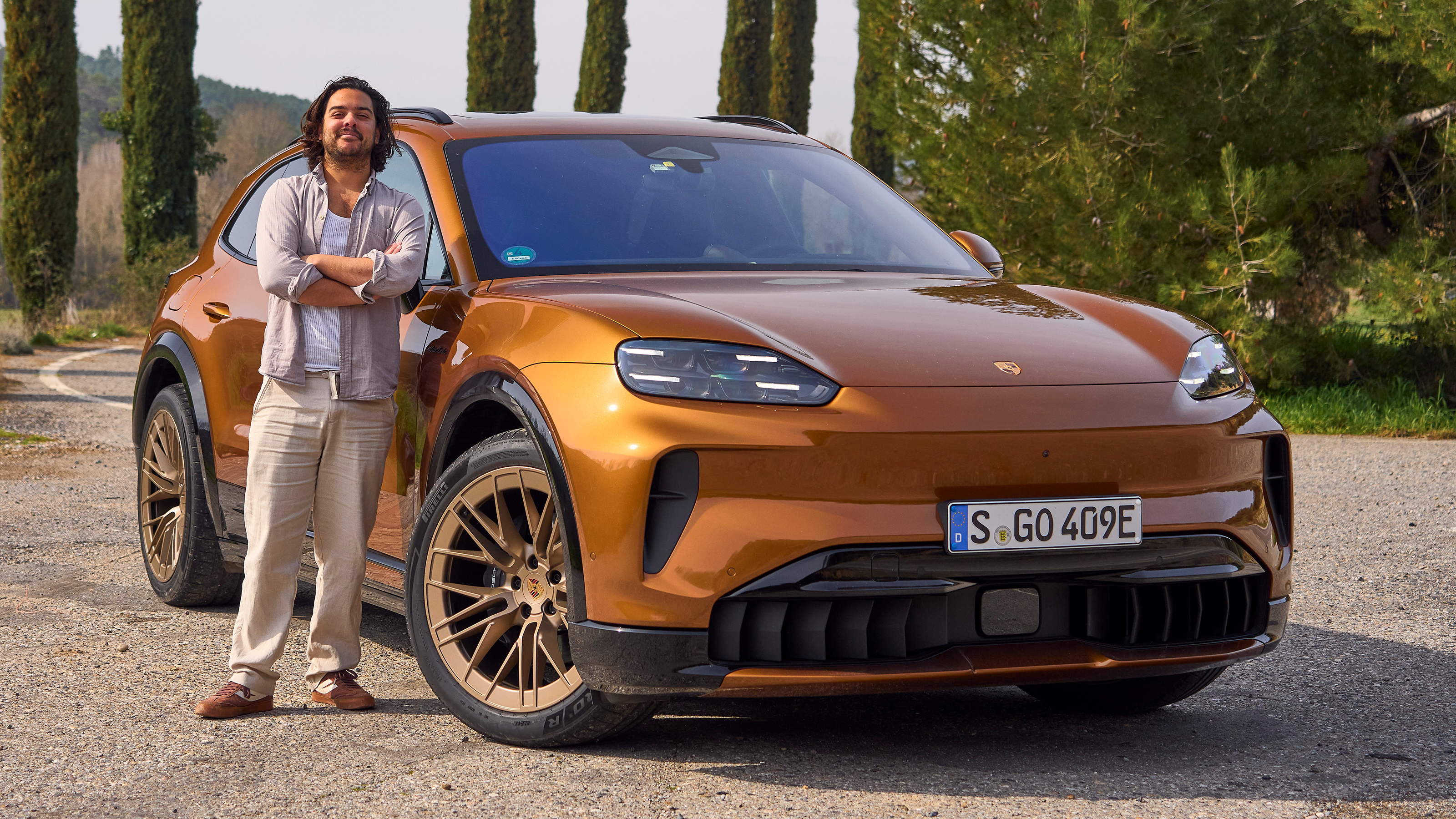 Jordan Katsianis with the Porsche Cayenne Electric
