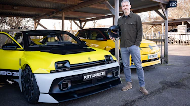 Auto Express deputy editor Richard Ingram standing next to the Renault 5 Turbo 3E