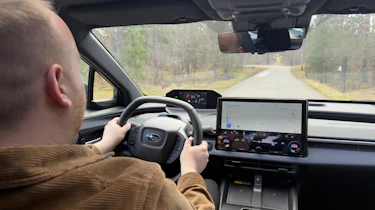 Ellis Hyde driving the Subaru E-Outback