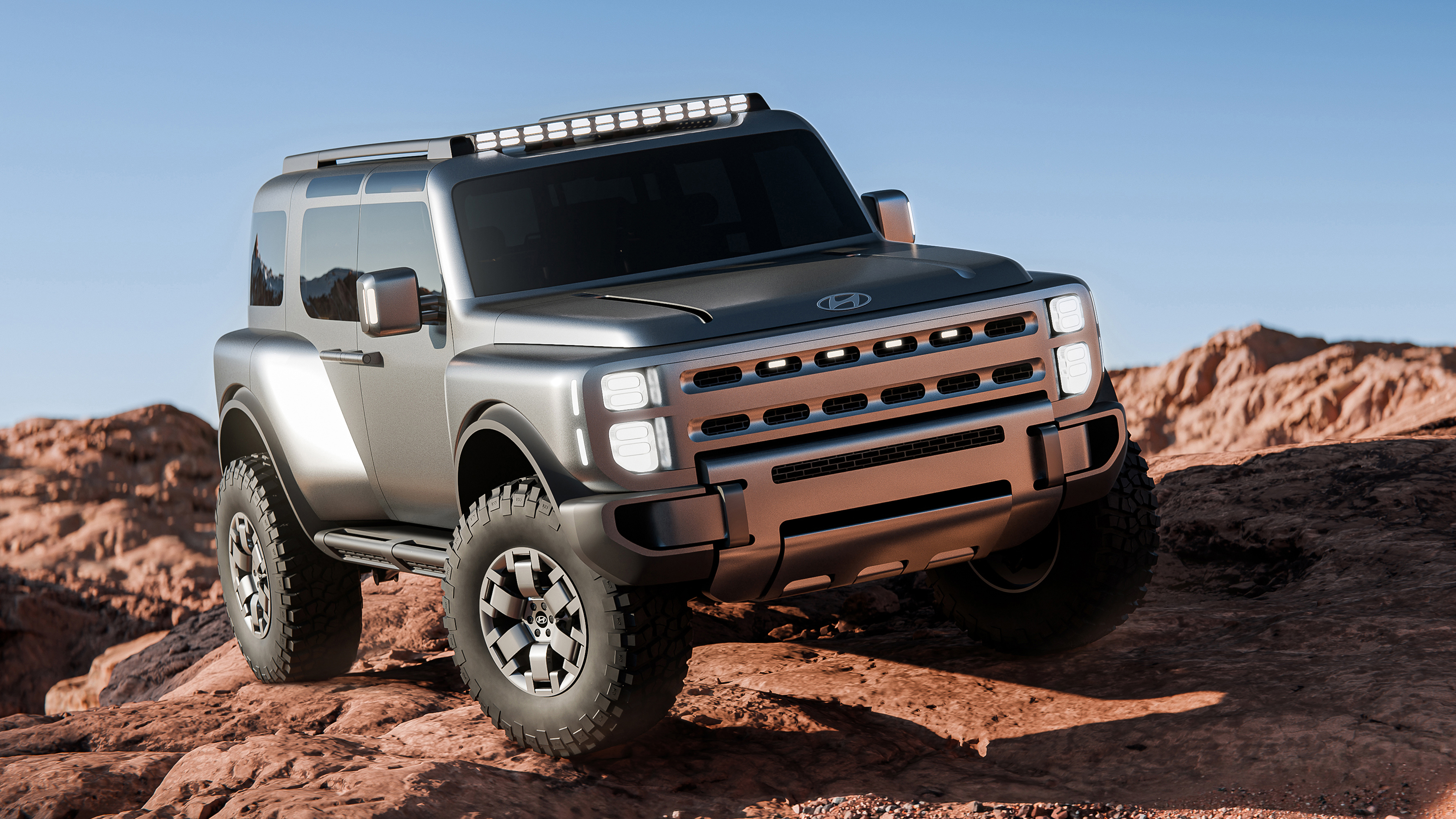 Hyundai Boulder SUV concept - front static, parked on a boulder