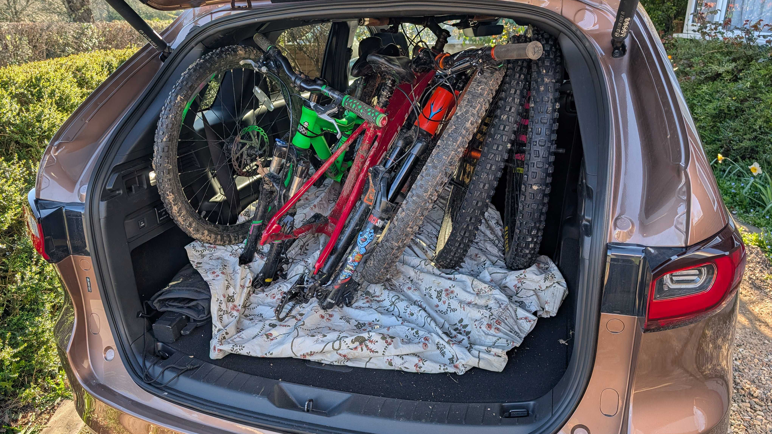 Mazda CX-80 boot loaded with bikes