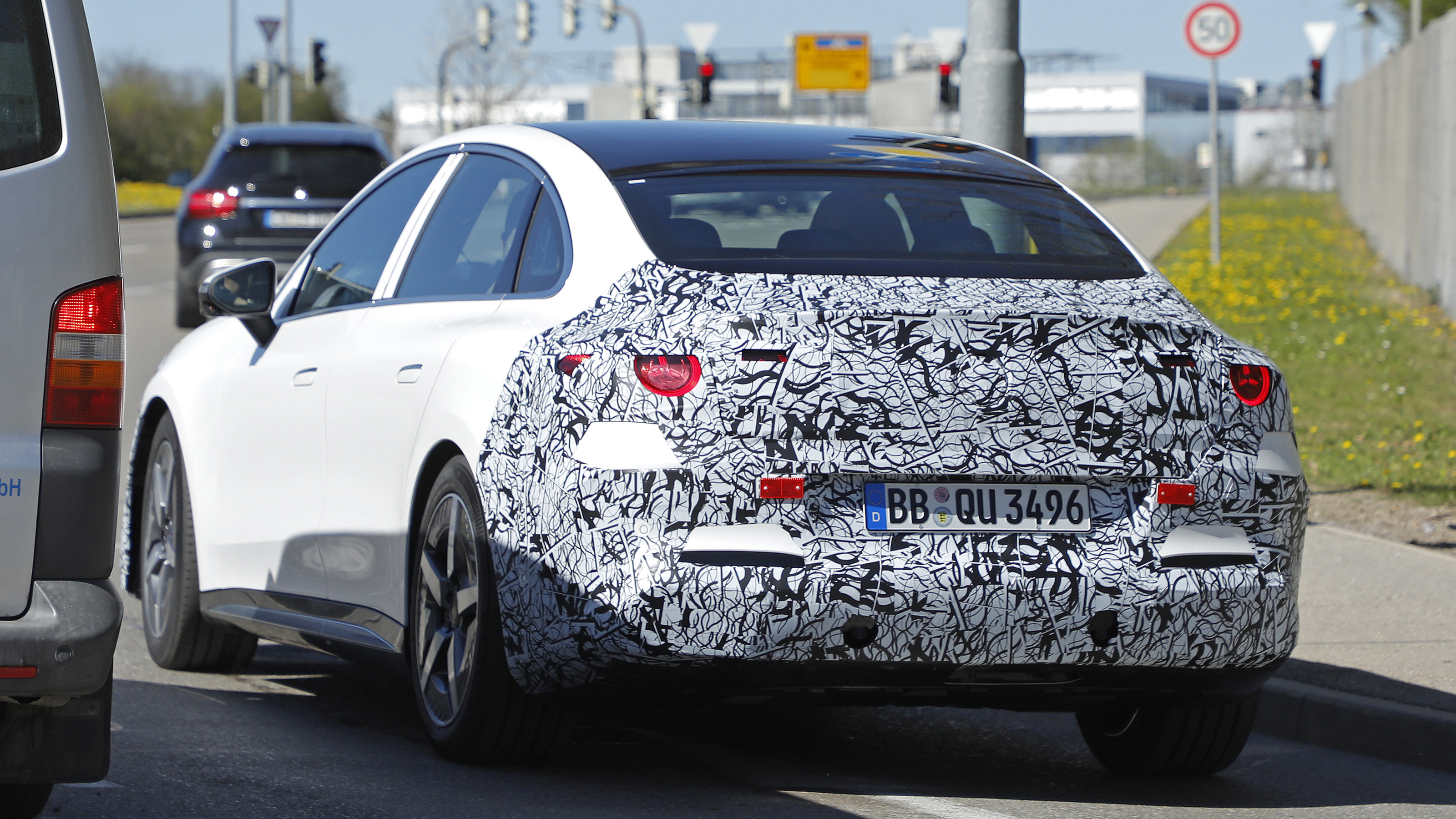Mercedes C-Class Electric - white rear 3/4