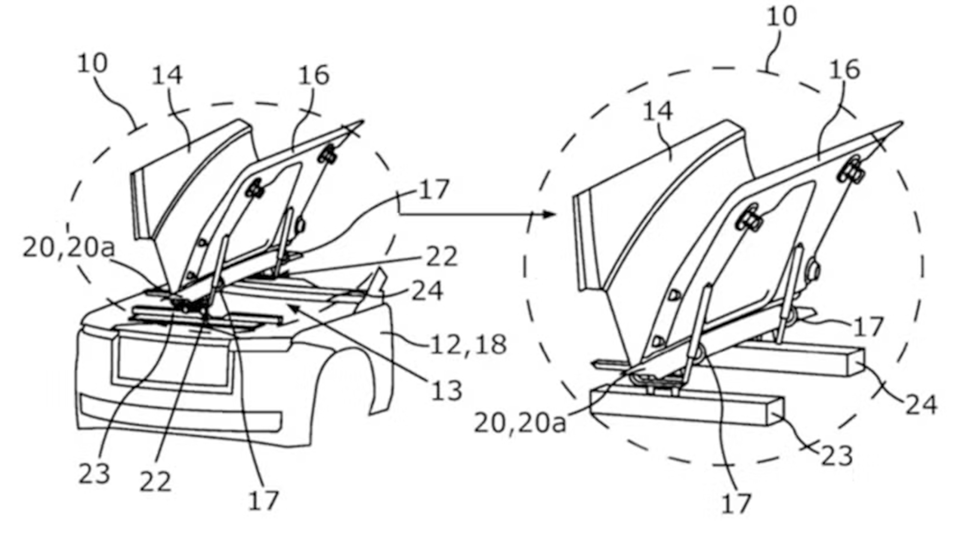 Rolls-Royce split-opening bonnet patent image