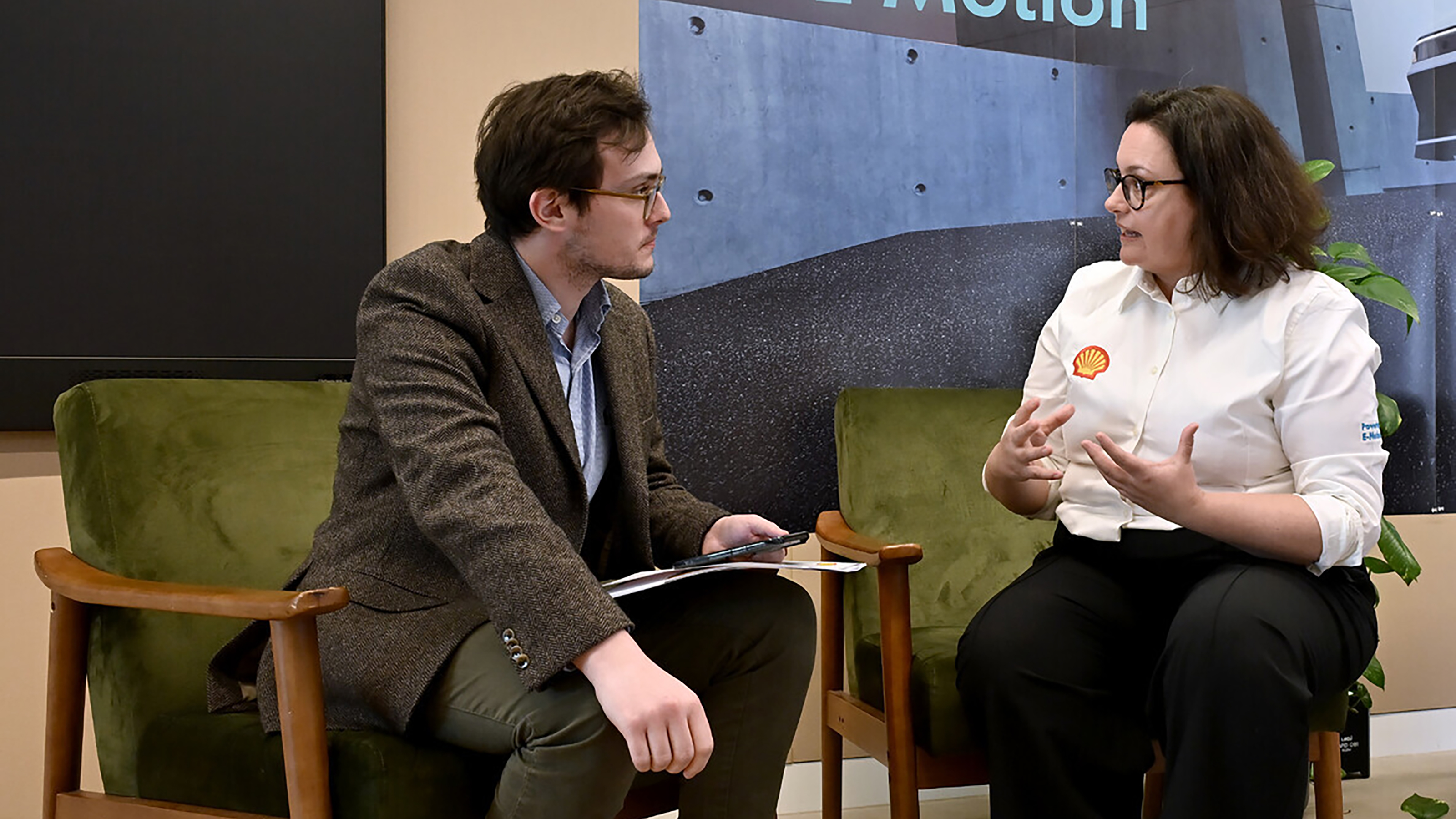 Tom with Dr. Cara Tredget, vice president of mobility and lubricant technology