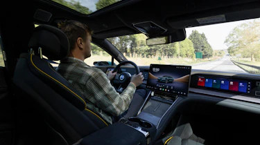 Auto Express senior news reporter Alastair Crooks driving the Denza Z9GT EV