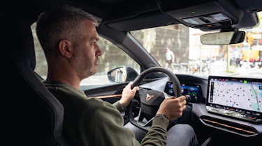 Auto Express deputy editor Richard Ingram driving the Cupra Raval