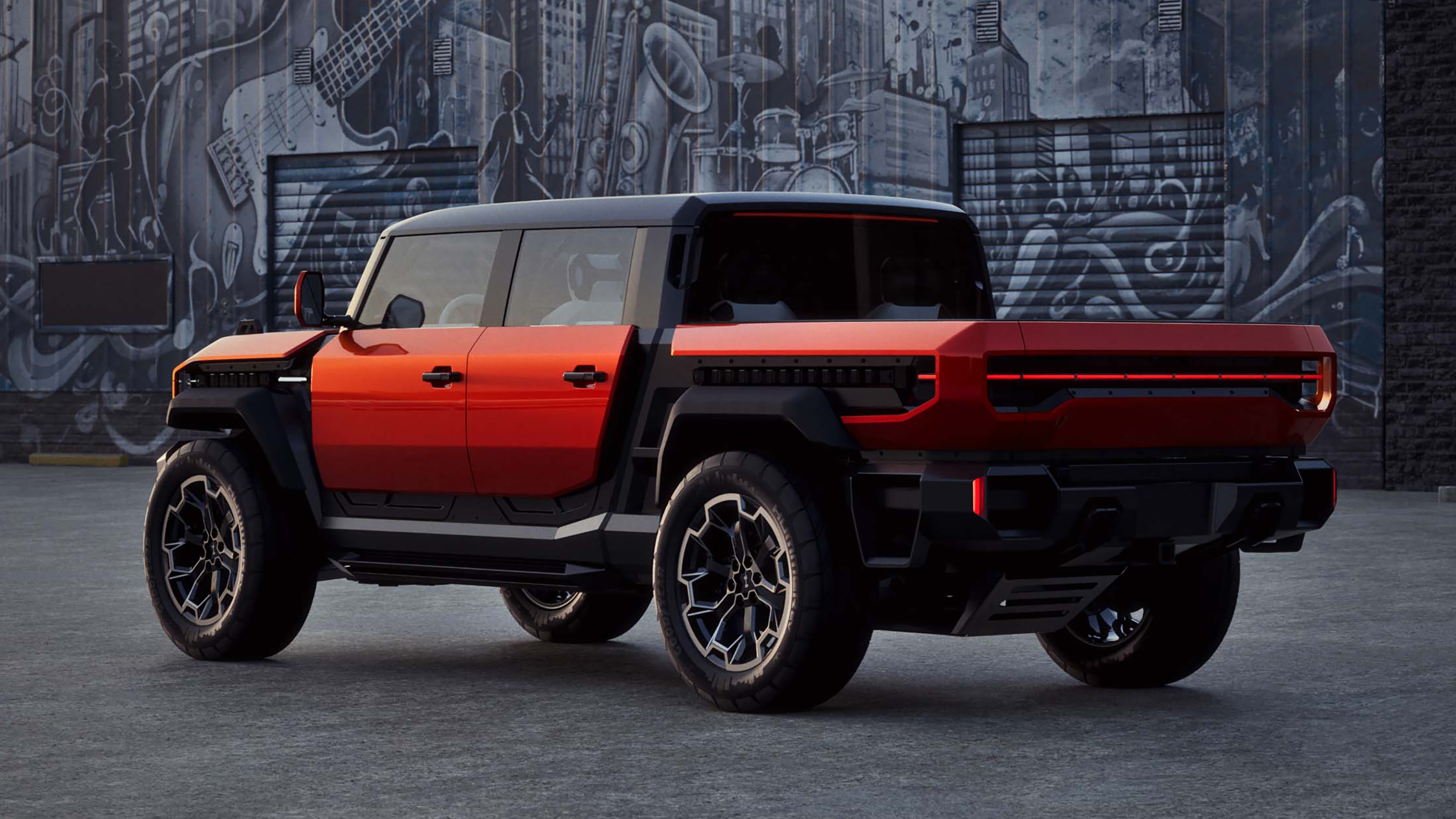 GMC Hummer X concept - orange rear 3/4