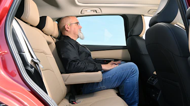 Auto Express senior test editor Dean Gibson sitting in the Mazda CX-5's rear seat