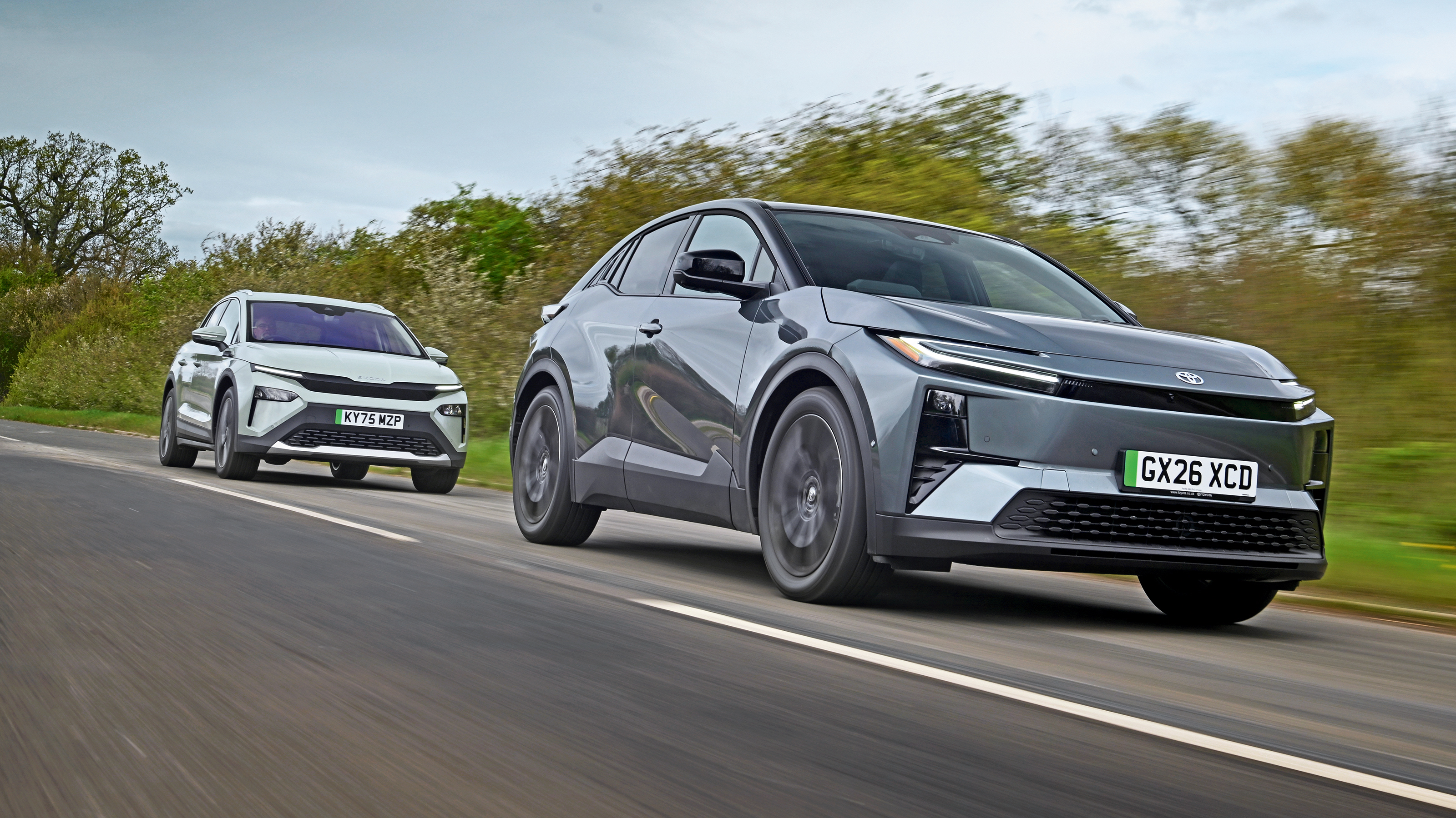 Toyota C-HR+ vs Skoda Elroq - front 3/4