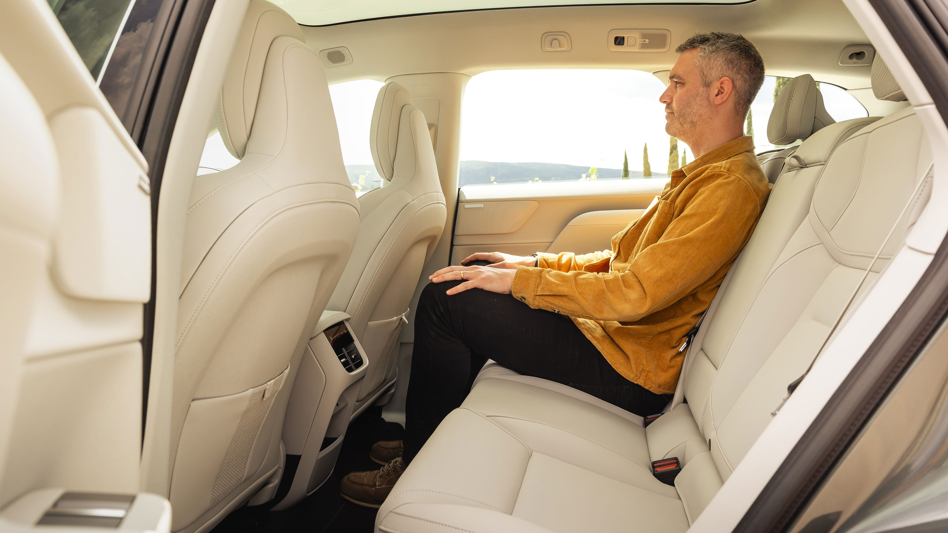 Richard Ingram sat in the Volvo EX60 P10 AWD Ultra