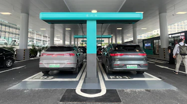 Cars parked in a BYD Flash Charging station