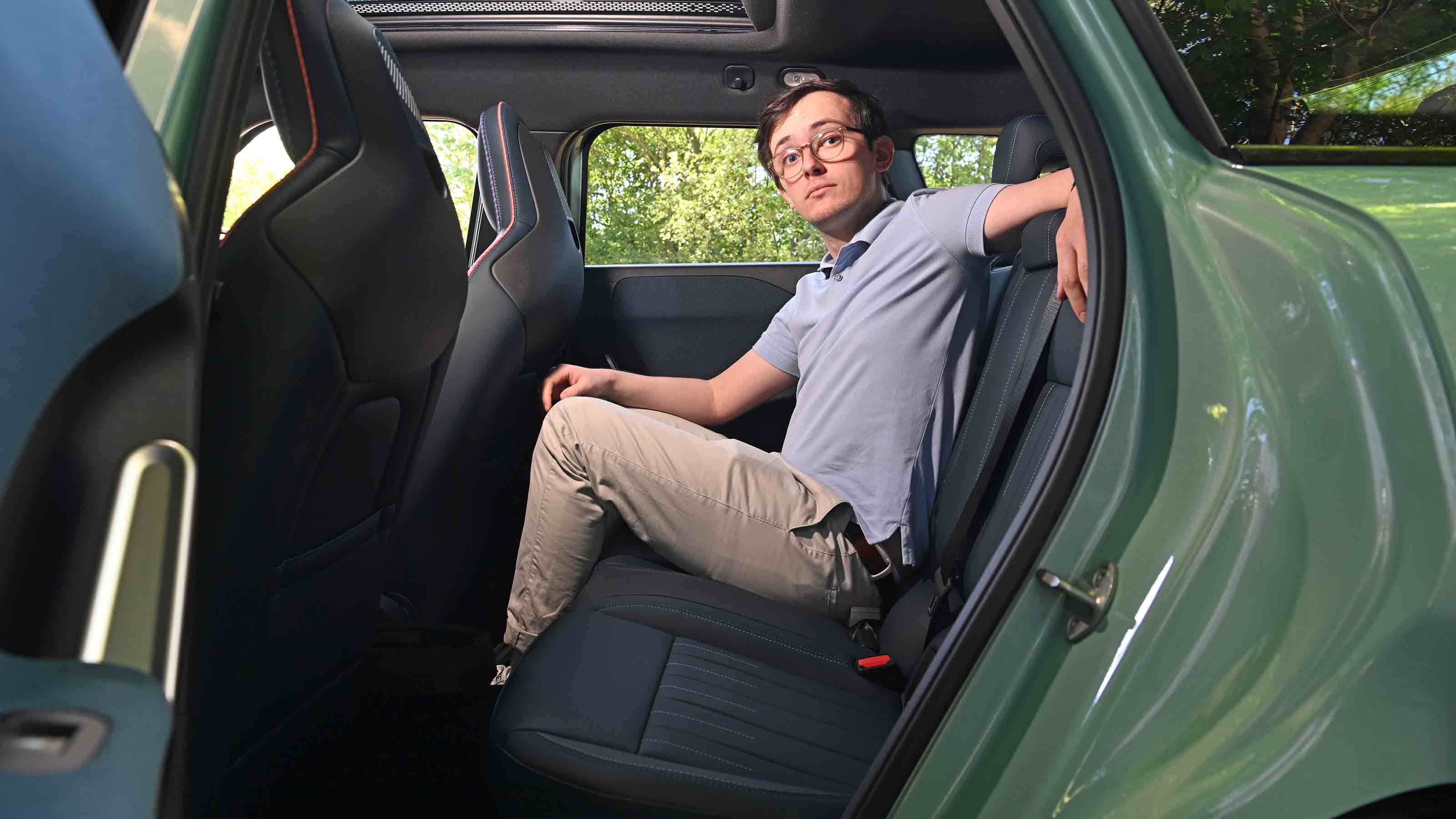 MINI Aceman LT - rear seats with consumer reporter, Tom Jervis