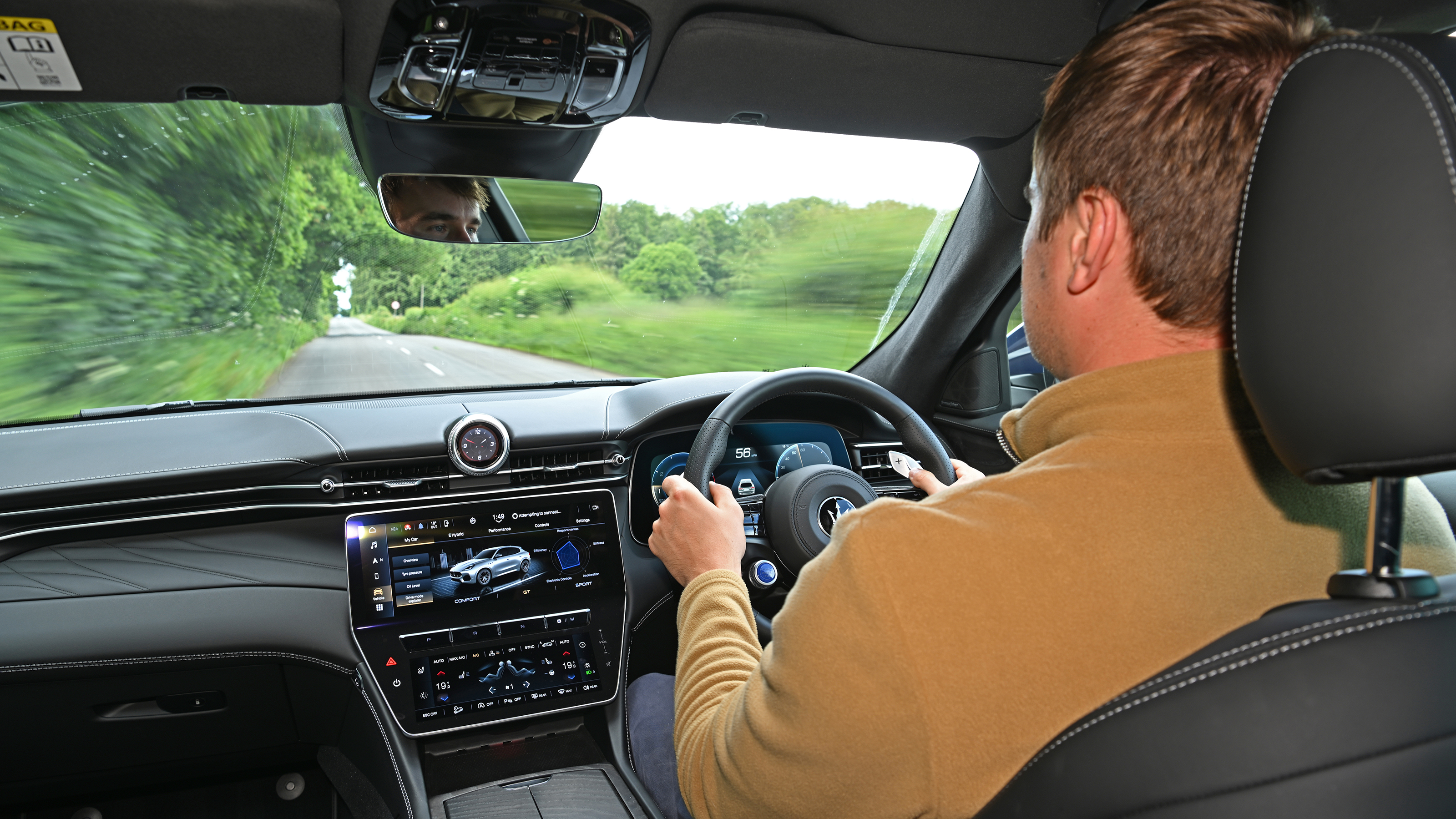 New Maserati Grecale 300 - front interior, car being friven by Auto Express senior news reporter Alastair Crooks