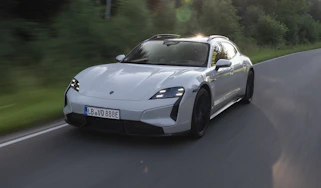 Porsche Taycan Turbo S Sport Turismo with E-Shift - front tracking