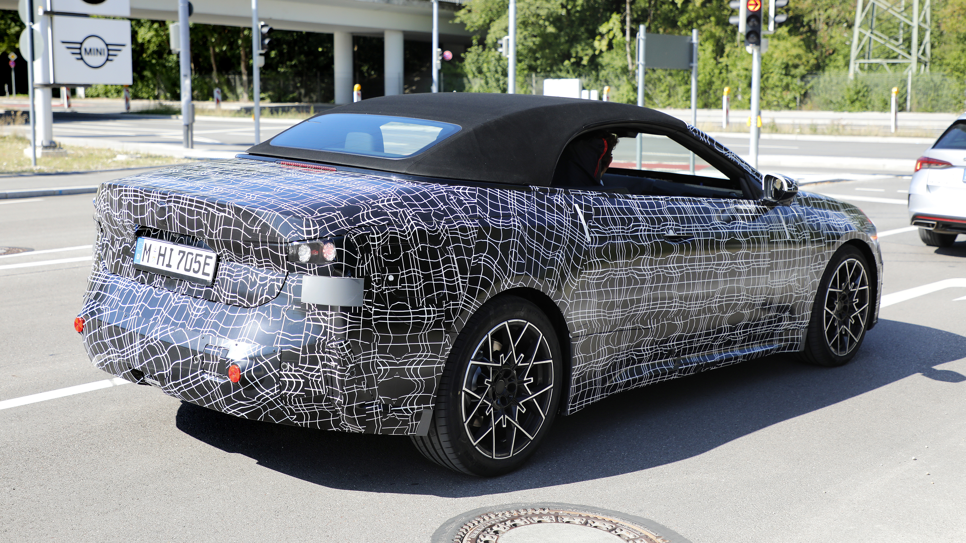 BMW i4 Convertible spy shots - rear 3/4