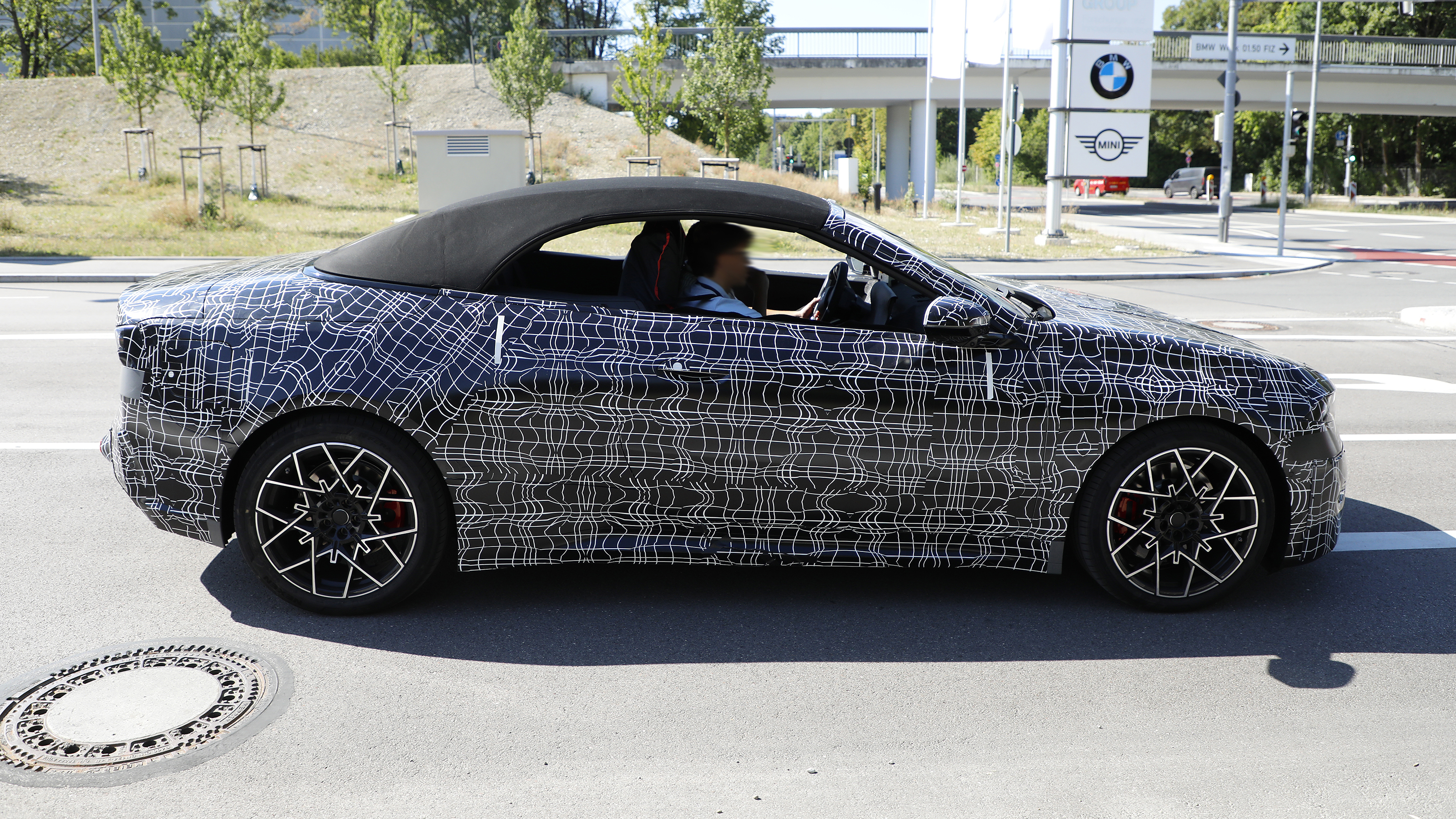 BMW i4 Convertible spy shots - side profile