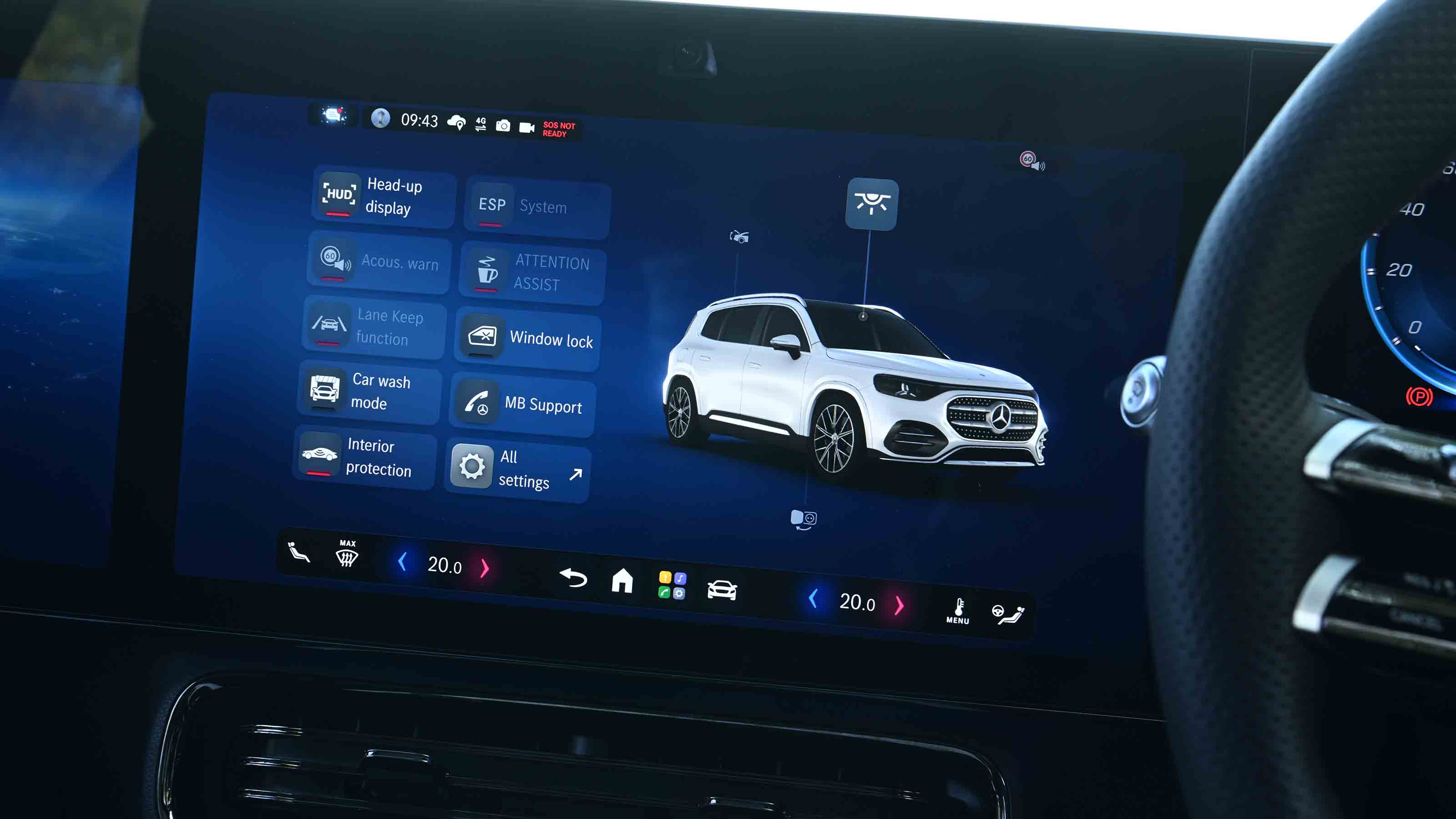 Mercedes GLB electric - vehicle settings menu