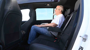 Mercedes GLB electric - rear seats with senior test editor, Dean Gibson