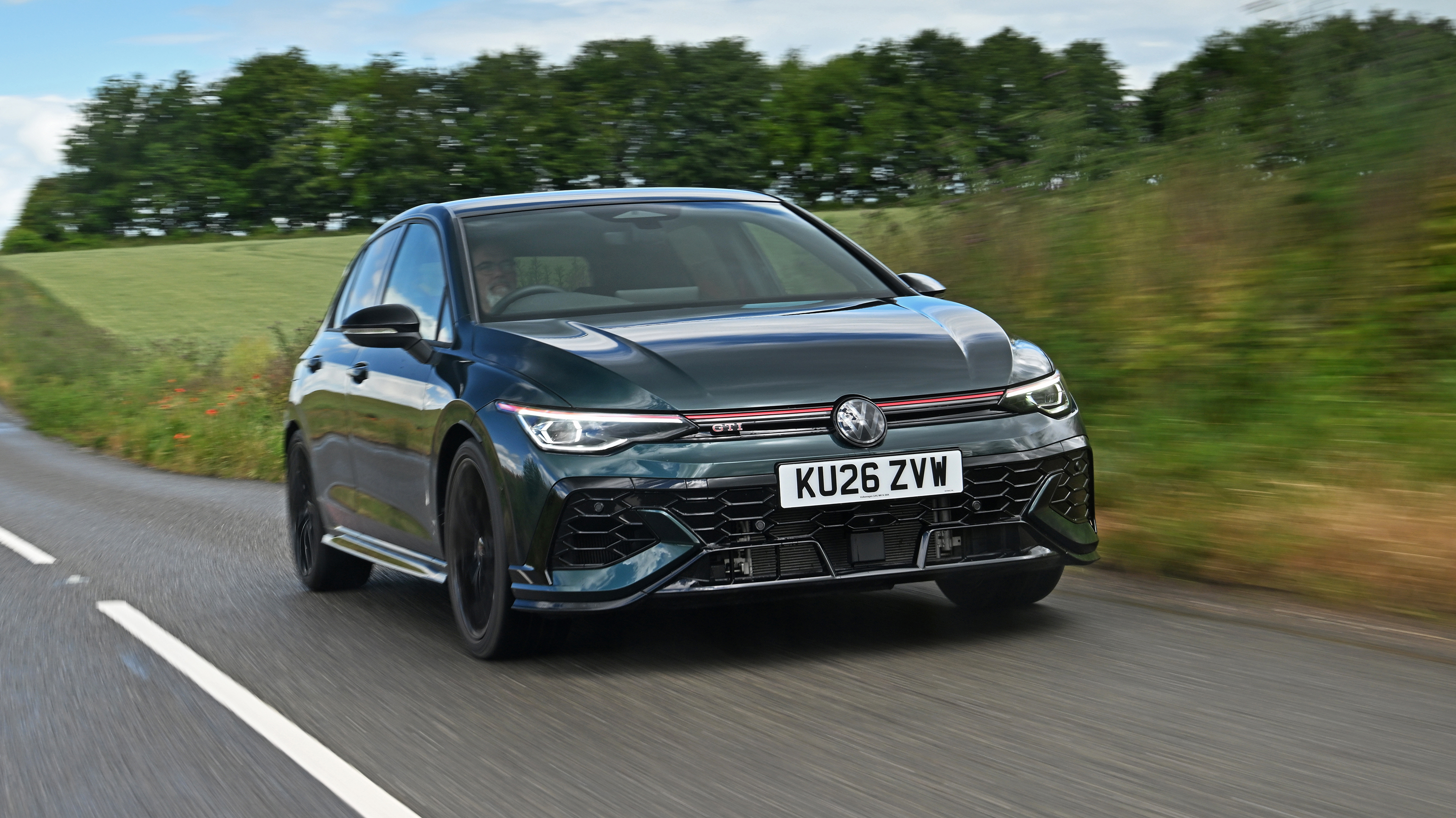 Volkswagen Golf GTI Edition 50 being driven in the UK - front 