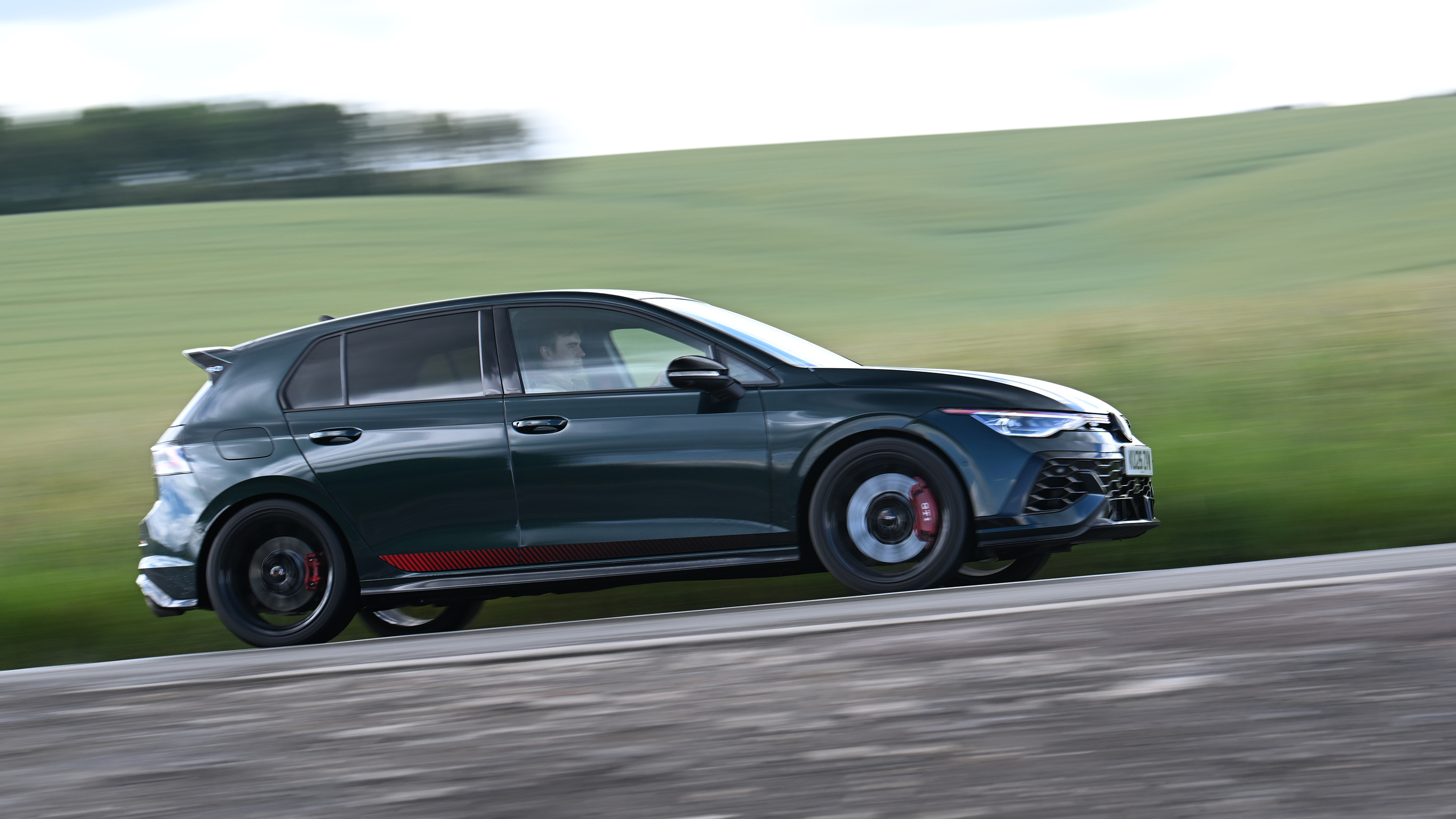 Volkswagen Golf GTI Edition 50 being driven in the UK - rear cornering 