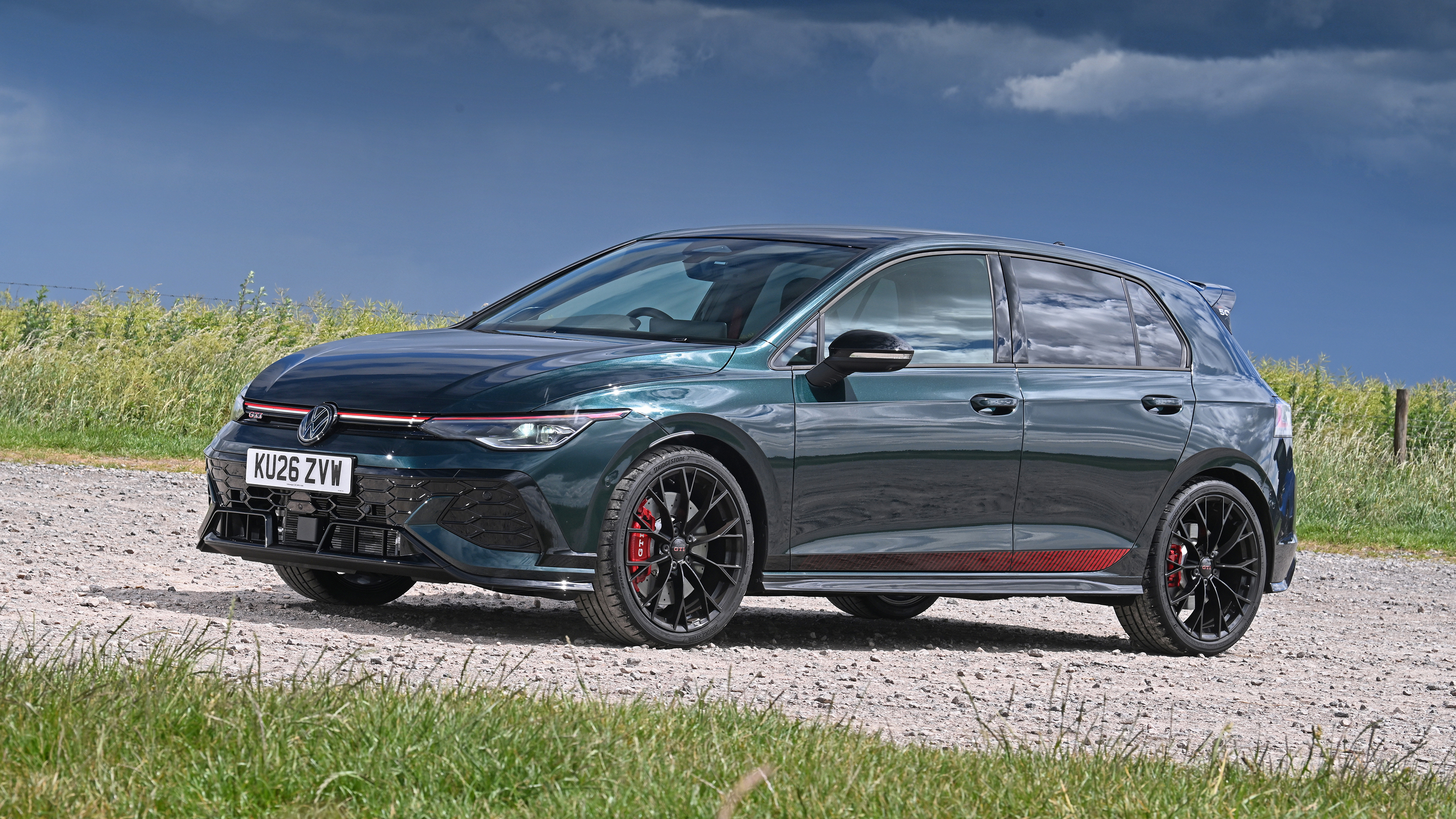 Volkswagen Golf GTI Edition 50 being driven in the UK - front static 