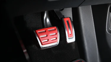 Volkswagen Golf GTI Edition 50 being driven in the UK - pedals