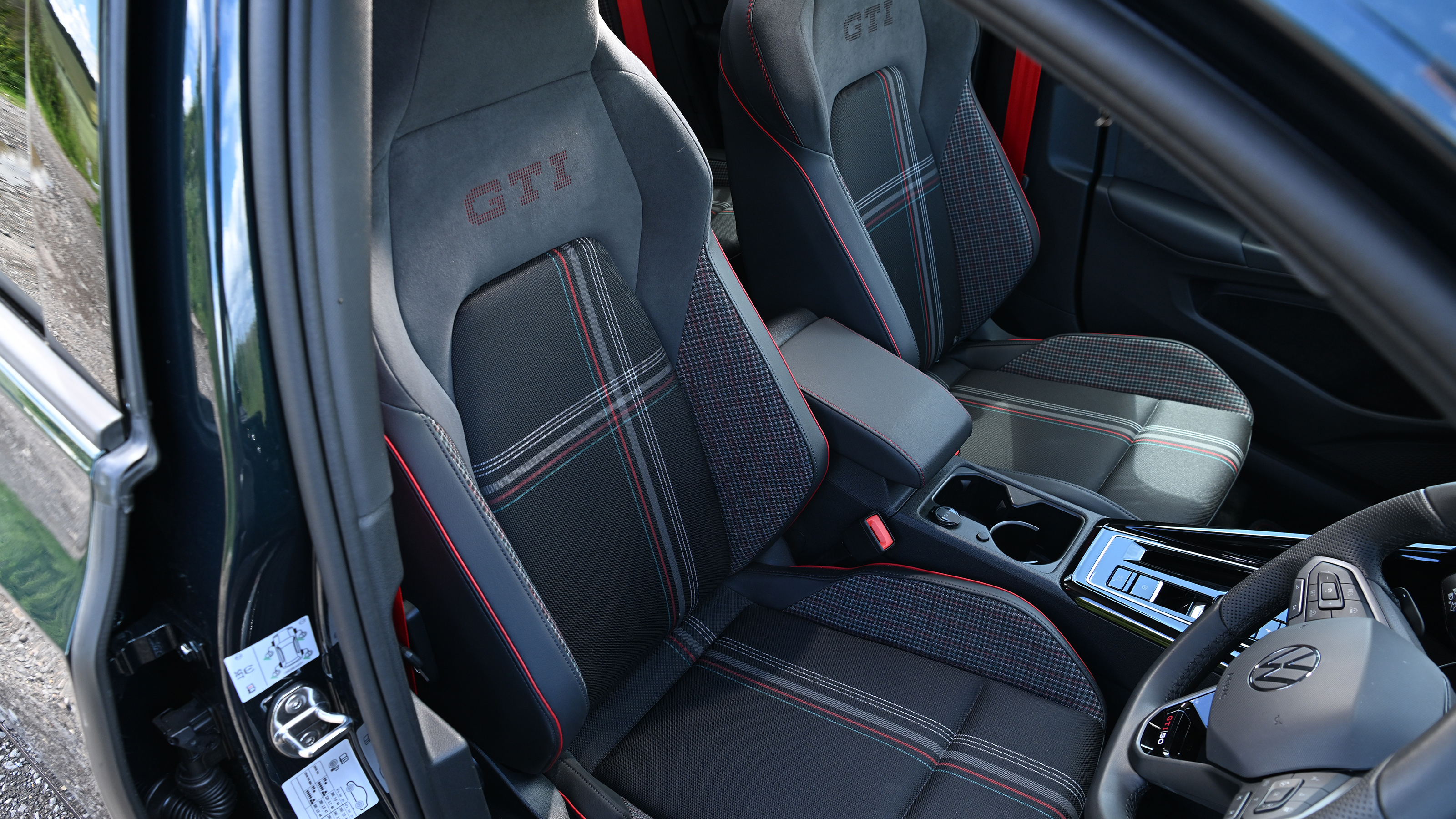 Volkswagen Golf GTI Edition 50 being driven in the UK - front seats 