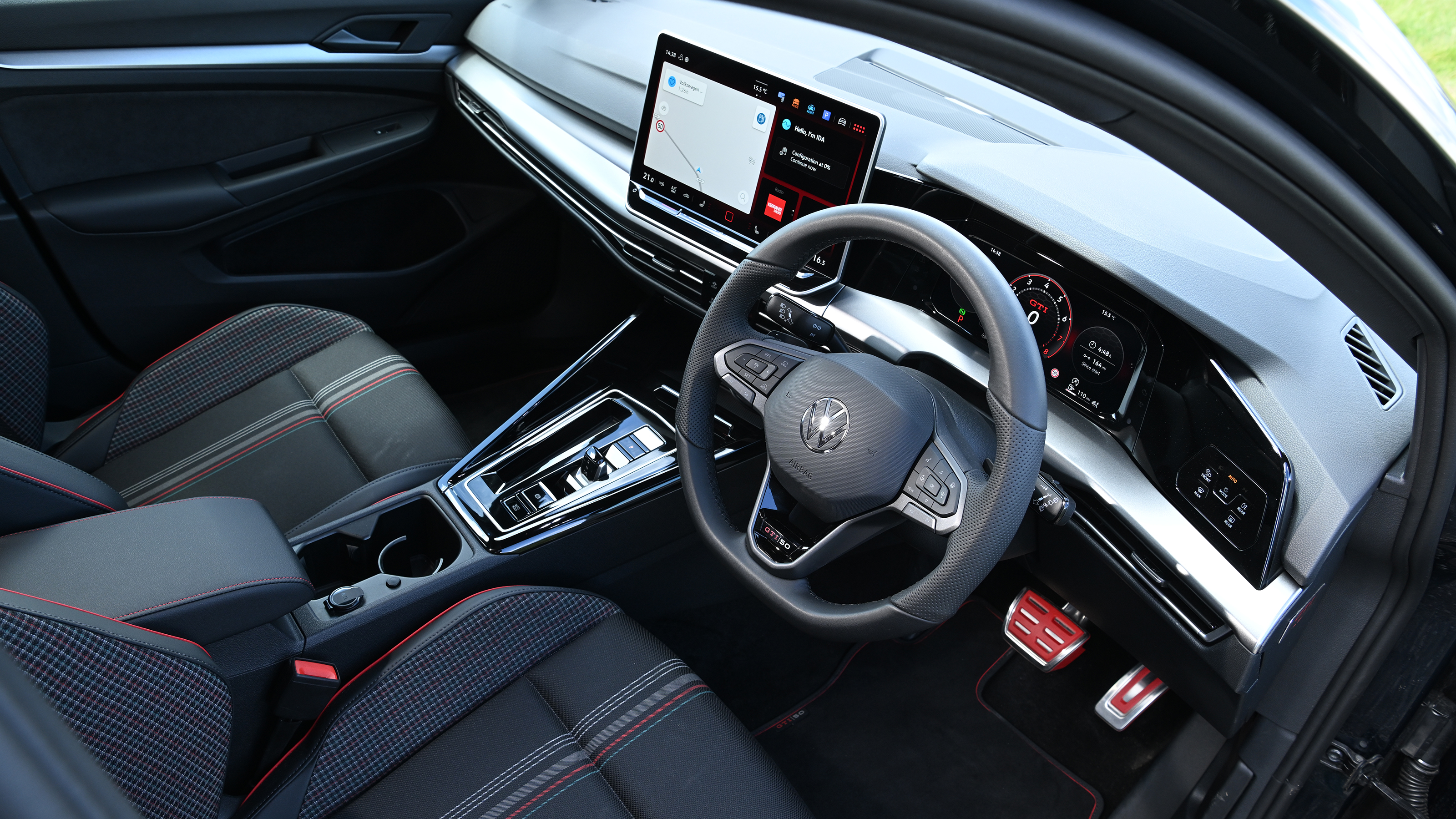Volkswagen Golf GTI Edition 50 being driven in the UK - front interior 