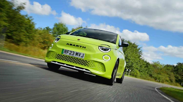 Abarth 500e - front cornering, low